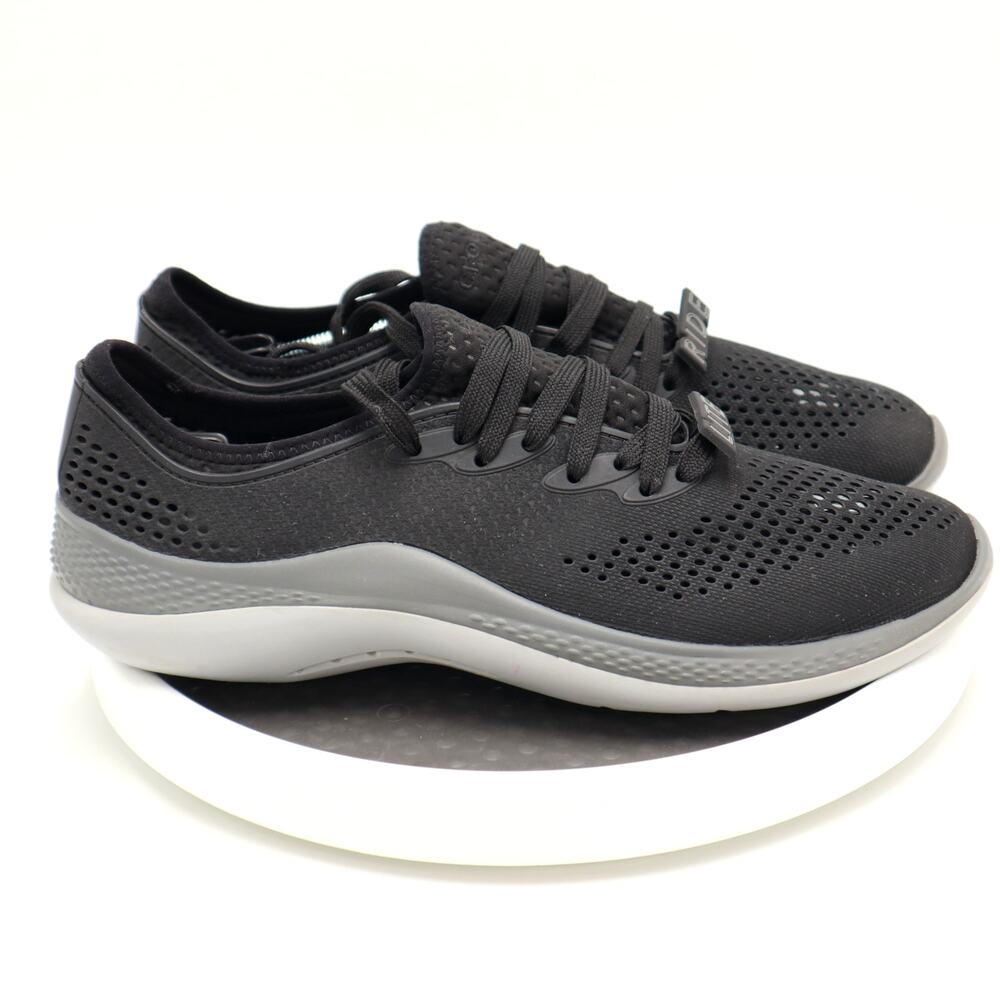 Crocs LiteRide 360 Pacer Mens Size 9 Sneakers Shoes Lace Up Black Grey Comfort